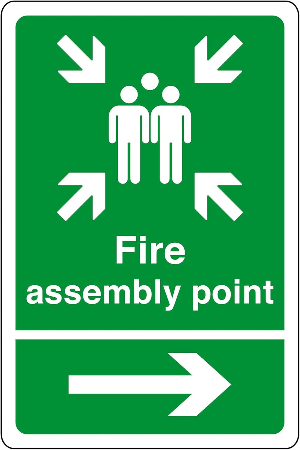 Fire assembly point arrow right sign - safety sign - business signs, carpark safety signs- 3mm Aluminum Dibond for indoor/outdoor usage (300mm x 200mm) 7m Viewing Distance.