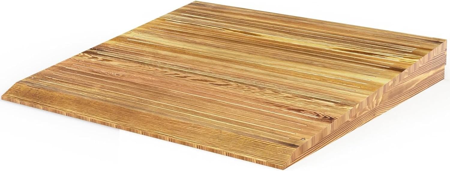Wooden Threshold Ramp for Home Steps, 8" Rise Doorway Ramp with Non-Slip Grooves, Door Ramp for Wheelchair/Walker/Cart/Scooter, (31.4 W*8.0" H, Solid Pine Wood, 600LBS Capacity)