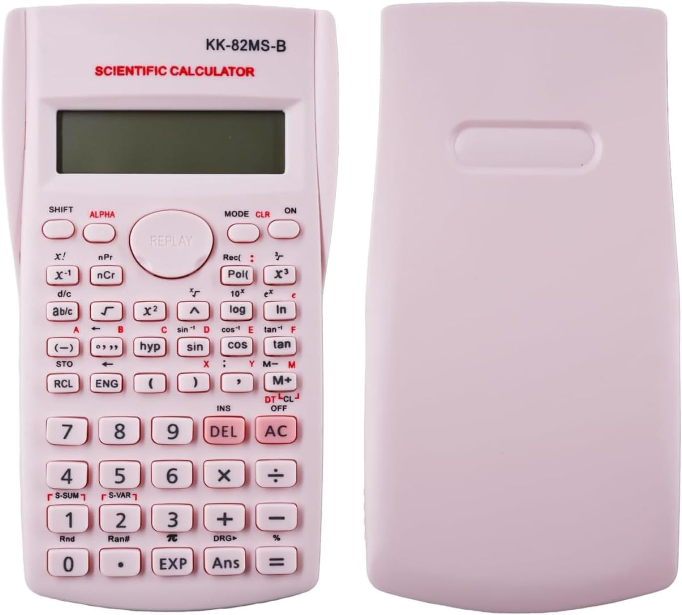 KK-82MS-D Portable Scientific Calculator Engineering Scientific Functional Calculator with 240 Functions Two-Line Display for School Supplies Students Teachers Business Office Home,Pink