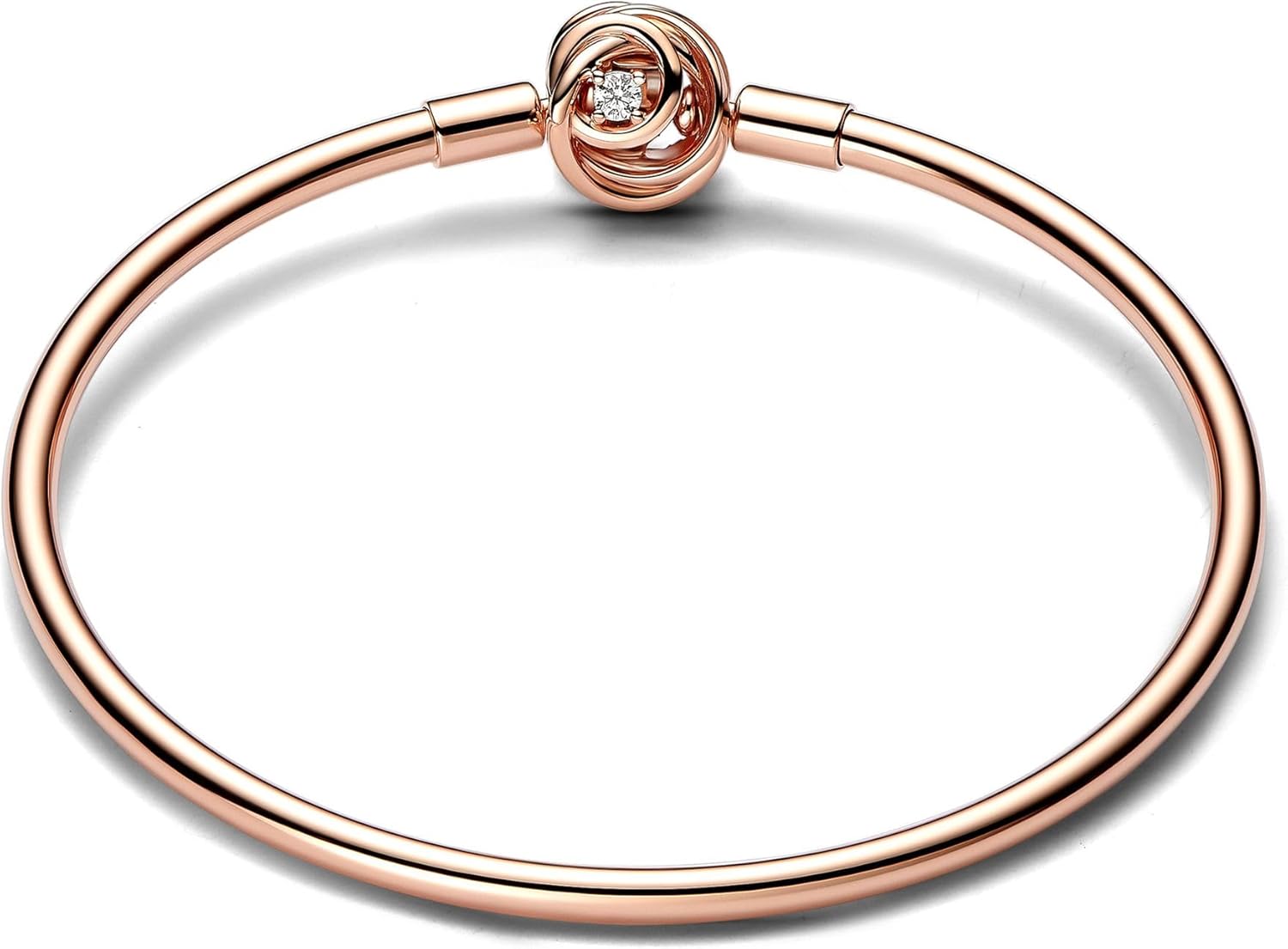 PANDORA 14K Rose Gold-Plated Rose Encircled Clasp Bangle Bracelet - 583230C01 (19 (7.5 IN))