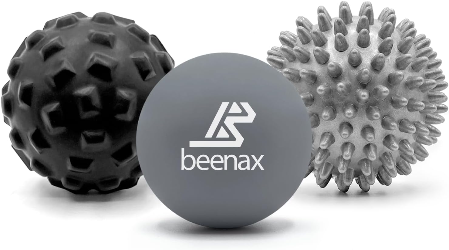 Beenax Massage Ball (Set of 3) - Trigger Point Therapy, Myofascial Release, Plantar Fasciitis, Deep Tissue, Pain Relief and Stiffness Reduction - Relieve Stress and Relax Tight Muscles