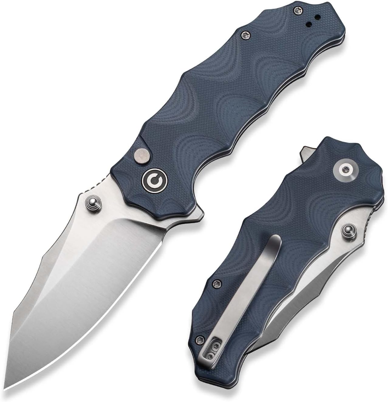 CIVIVI Natterjack Pocket Folding Knife, 3.19" 14C28N Blade G10 Handle with Reversible Clip, Thumb Stud & Flipper Opener Knife for Camping Hiking EDC C24028-2 (Neutral Blue)