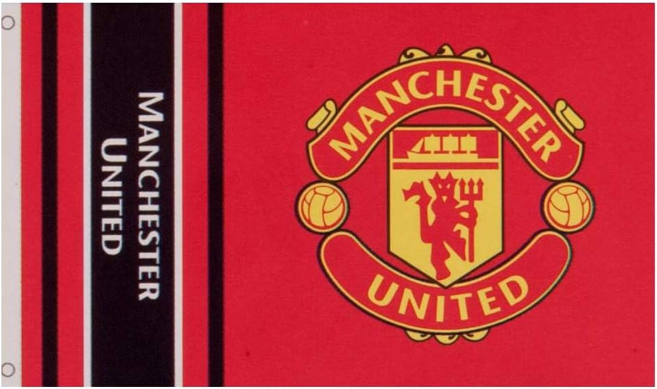 Manchester United Football Club Official Striped Large Flag Big Crest Game Fan Banner