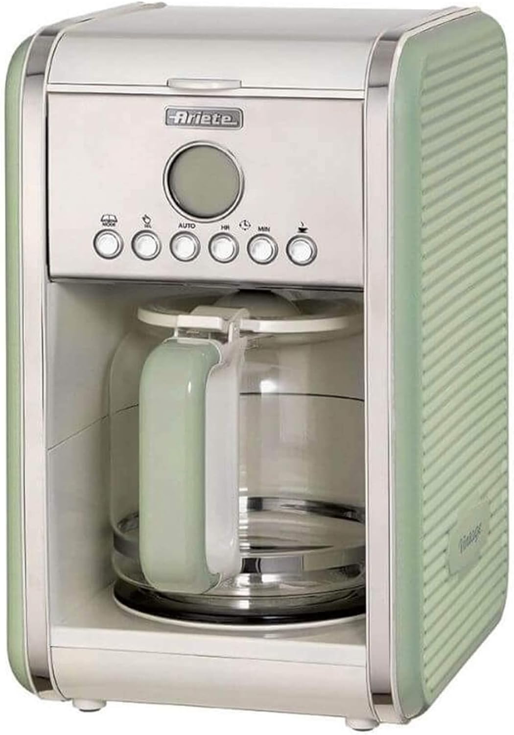 Ariete 1342, Filter Coffee Maker, Tempered Glass Coffee Pot, Capacity up to 12 Cups, 24-Hour Programmable Timer, Auto Power Off, 2000W, Green