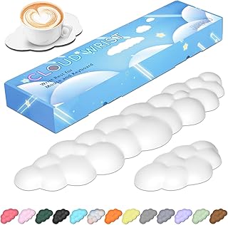 JIKIOU Upgrade Leather Cloud Keyboard Wrist Rest, Cloud Wrist Rest with Non-Slip PU Base, Comfortable Memory Foam Wrist Rest for Computer Laptop Mac Gaming Office and Pain Relief Wish Gift