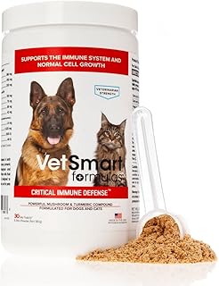 Critical Immune Defense for Dogs & Cats; Supports Normal Cell Growth - Turkey Tail, Reishi, Shiitake and Maitake Mushroom Formula with Patented White Turmeric Root Extract - 30-Day Supply