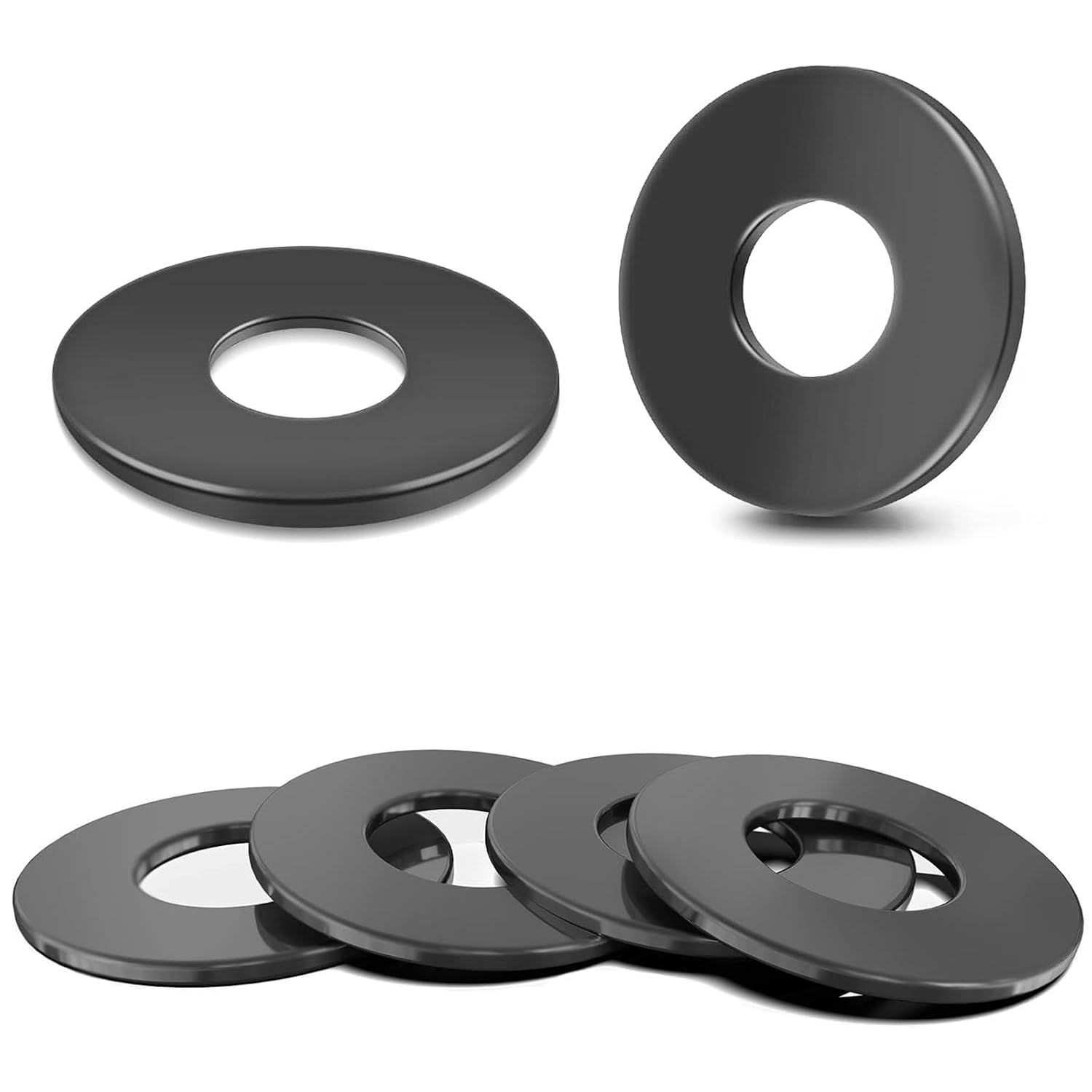 M6 Washers Black, 50Pcs M6 x 12mm Flat Washer, 304 Stainless Steel Metal Washers for Screws and Bolts, Black Finish