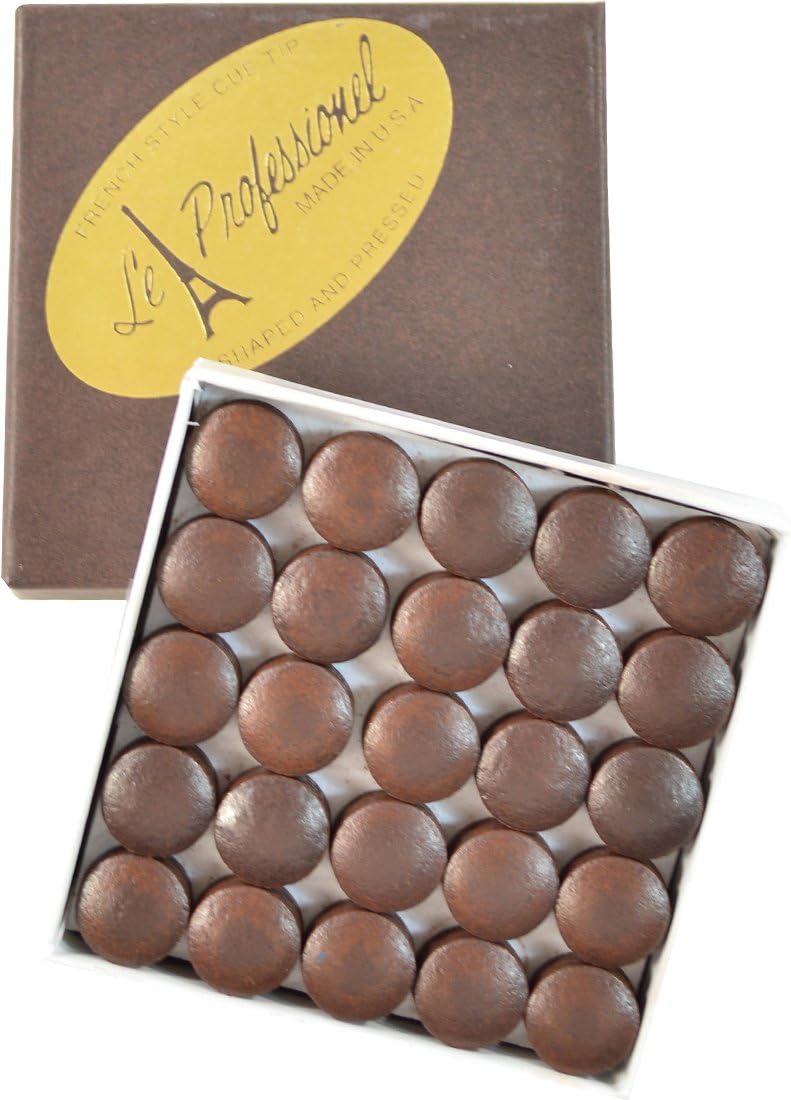 Tweeten Le Professional French-Style 13 mm Leather Billiard/Pool Cue Tips, Medium Hardness, Box of 50