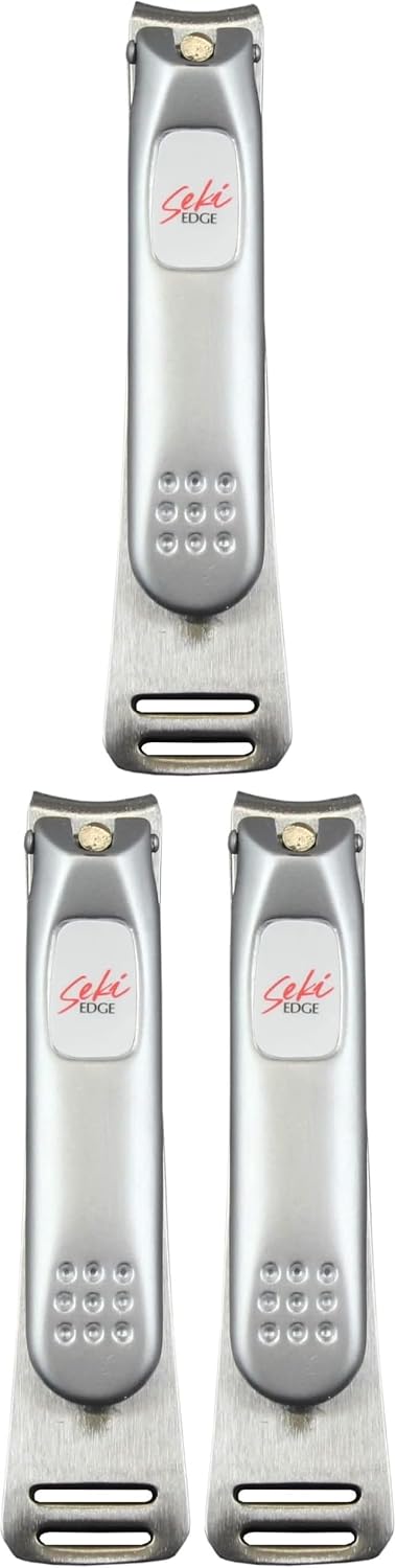 Seki Edge Nail Clippers (SS-106) - Stainless Steel Fingernail Clippers for Men & Women - Sharp Cutting Edges for Thick Nails - Professional & Home Use - Made in Japan (Pack of 3)