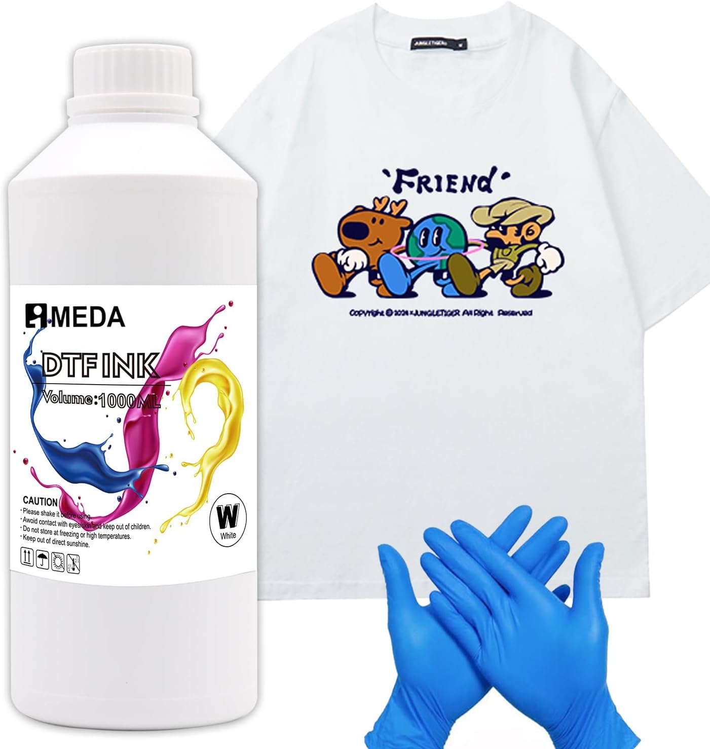 IMEDA Premium DTF White Ink 1000ML Value Pack, DTF Heat Transfer Film Printing Refill for Printer with Epson 8550 Printer DTF Ink printhead ET-8550, XP-15000, L1800, L805, R1390, R2400 TX800,33.8oz