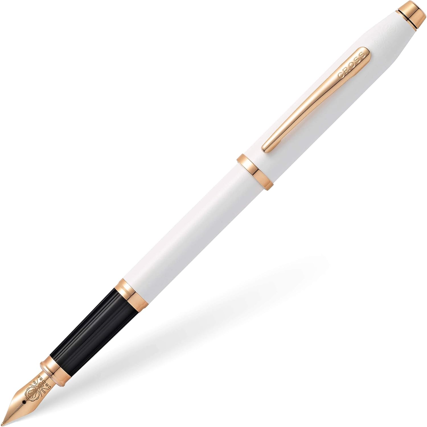Cross Century II Refillable Fountain Pen, Medium Nib, Includes Luxury Gift Box - Pearlescent White Lacquer