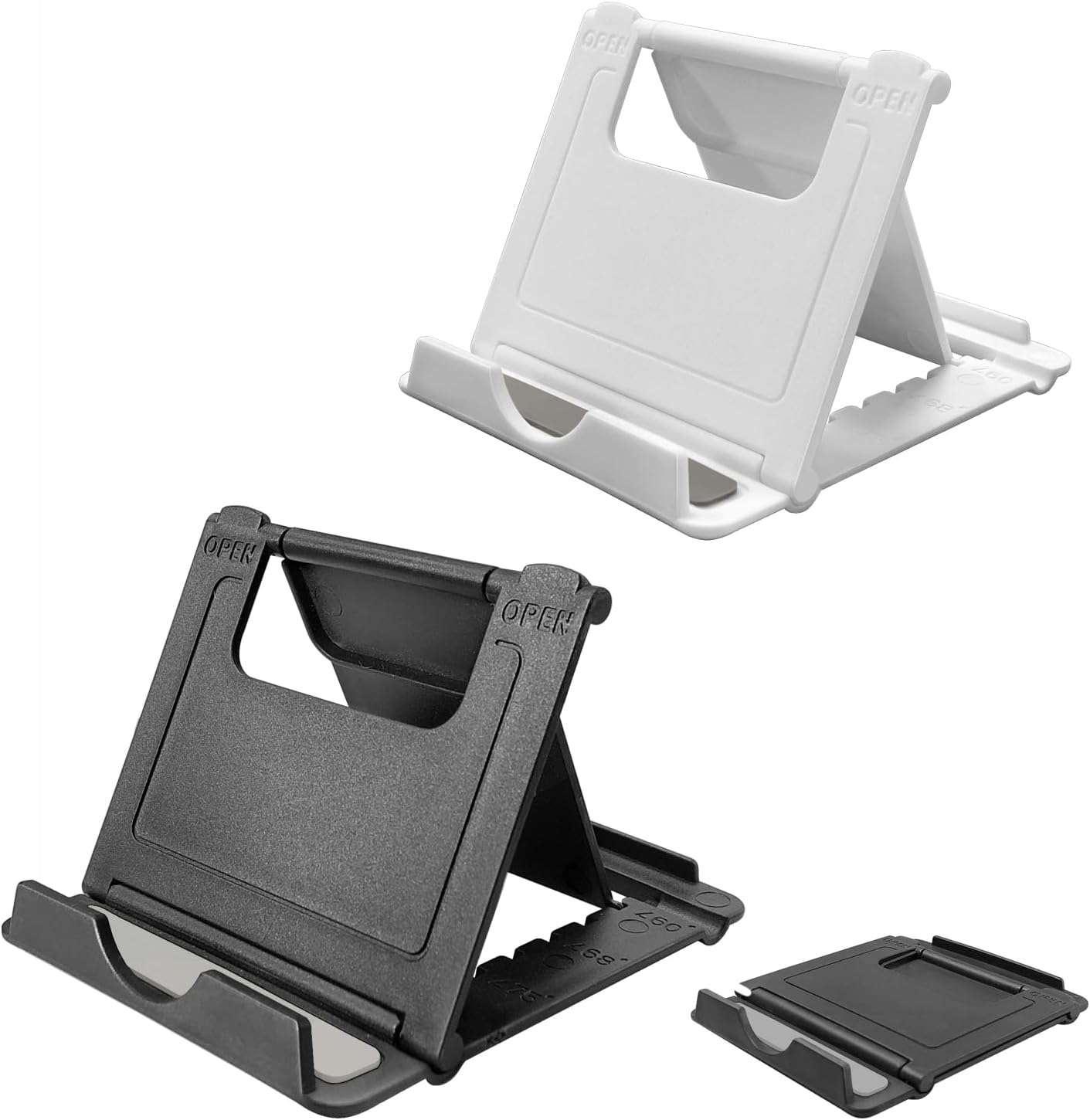 2 Pack Cell Phone Stand, Foldable Phone Holder for Desk Compatible with Phone 15 14 13 12 11 Pro Xs Xs Max Xr X 8, Nintendo Switch, All Phones, Black & White