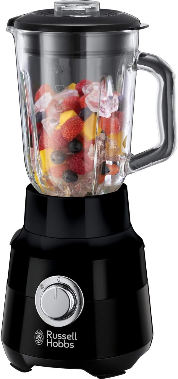 Russell Hobbs Desire Jug Blender, 1.5L Glass Jug, Make healthy soup/ smoothie/milkshake, 2 Speed Settings & Pulse, Removable Stainless Steel blades for easy cleaning, Removable Filler Cap, 650W, 24722
