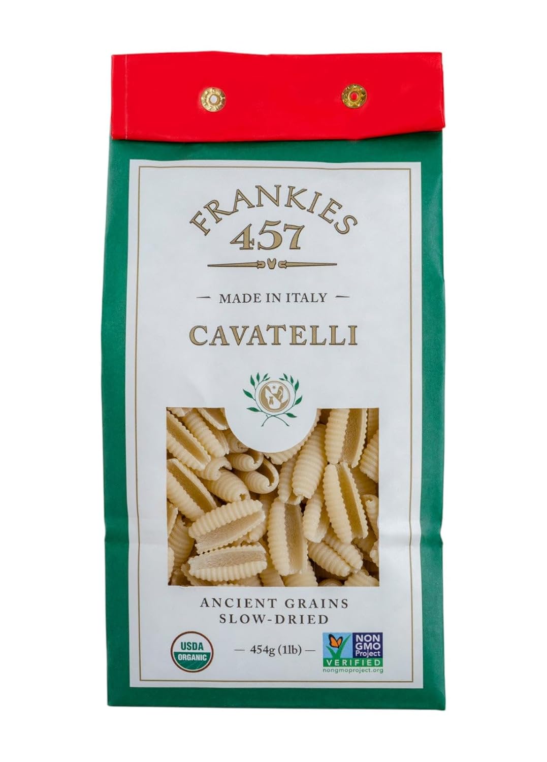 Frankies 457 Artisanal Cavatelli Pasta- USDA Organic Certified - Premium Italian Handcrafted Pasta -Imported from Italy 16oz (1LB)