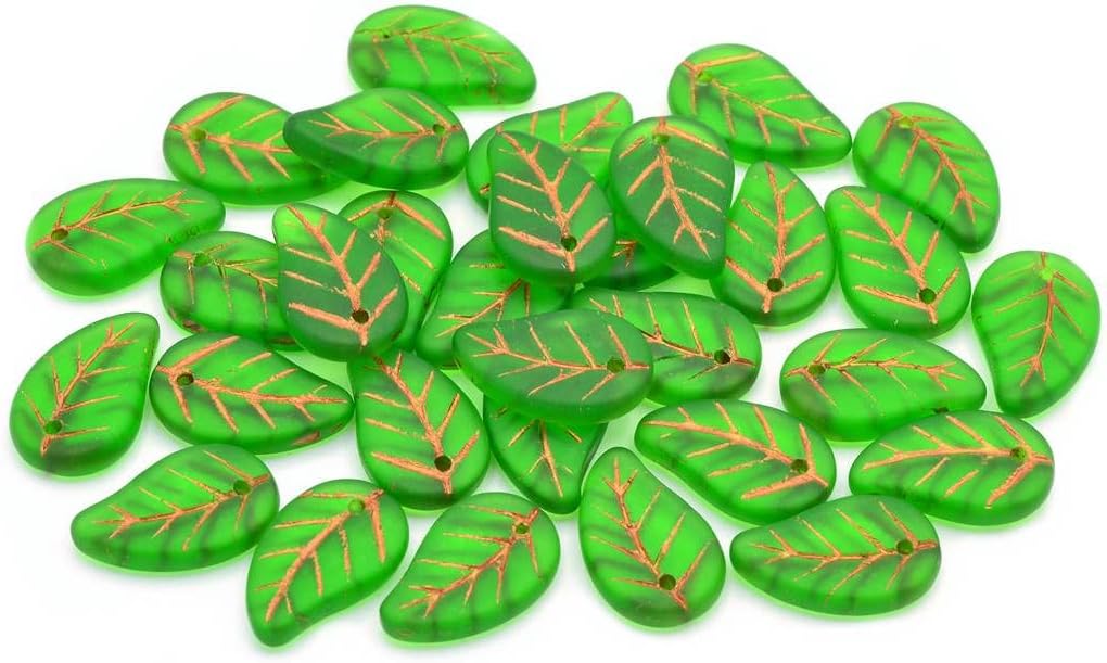 10pcs Flat Leaf Beads 14 x 9 mm, 50040 Matte Copper Lined (50040-84110-54307-), Bohemia Crystal Glass, Czechia 11100073