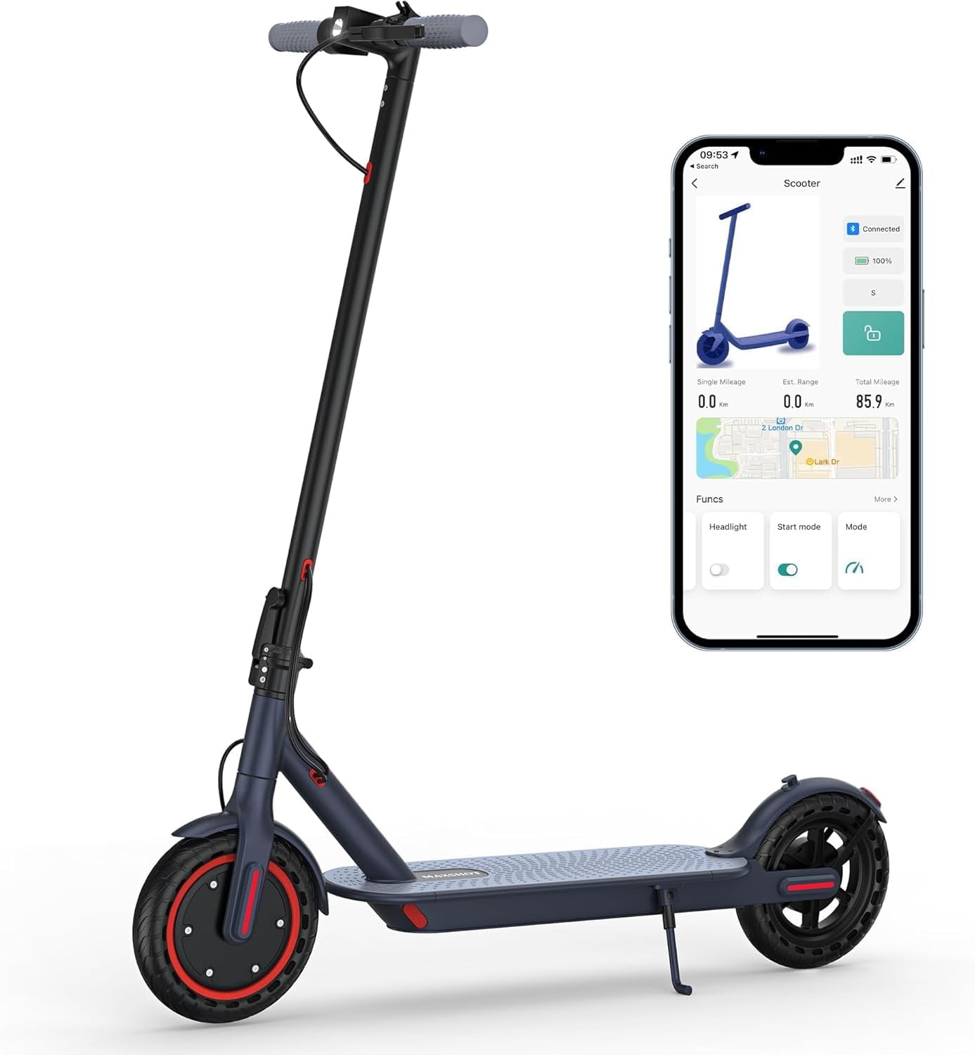 Electric Scooter, 350W/500W, 8.5" Tires, 21 Miles Range, 16/19 Mph, Folding E-Scooter with Dual Braking