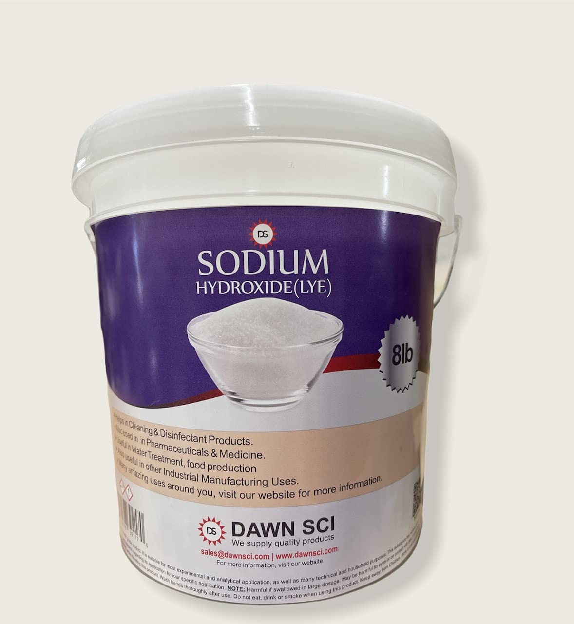 Sodium Hydroxide (Caustic Soda Beads) - 8 lb Pail