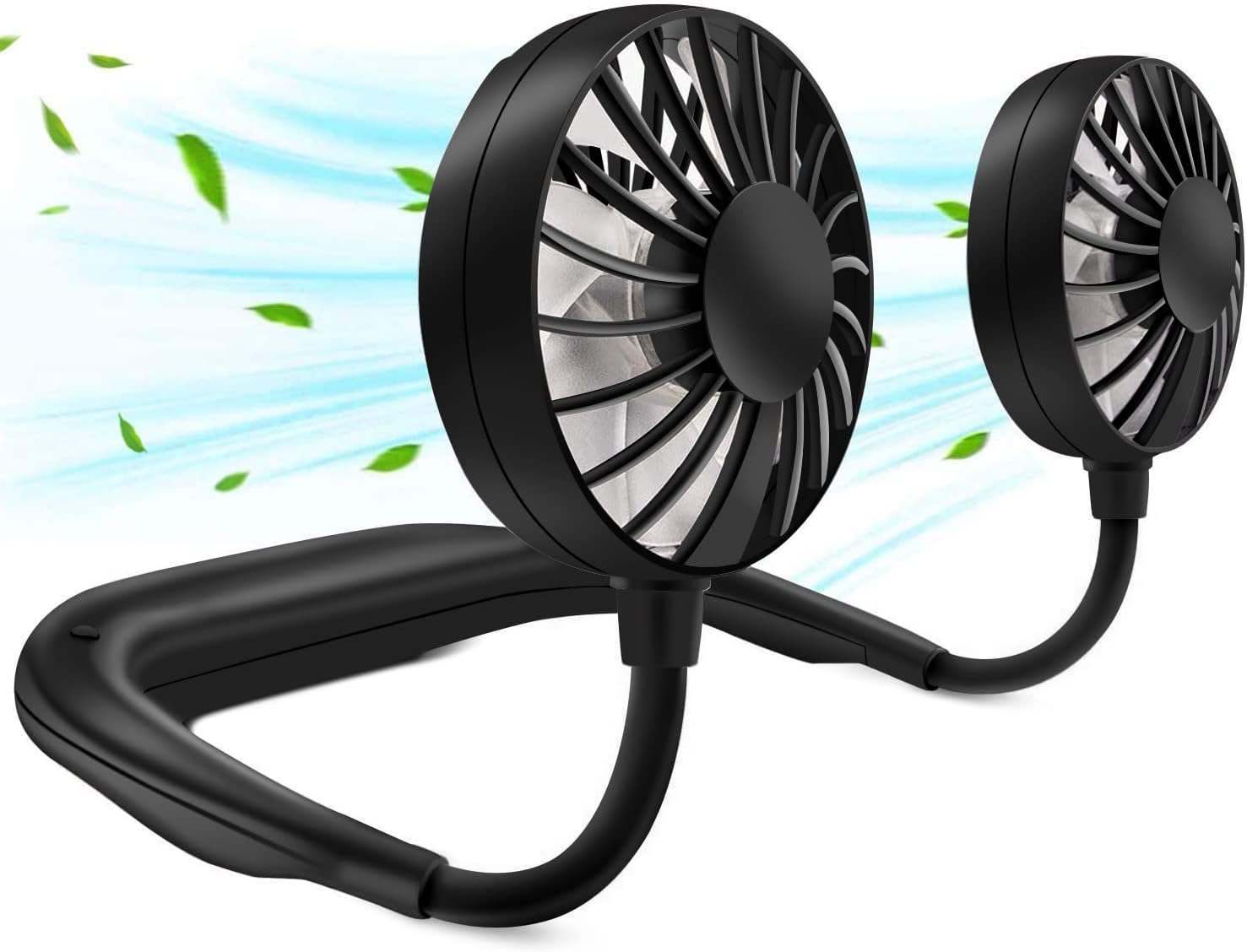 Portable Neck Fan, Neck Fans USB Rechargeable,360 Degrees Airflow Face Fans for Men Women Rechargeable Holiday Essentials, Personal Hand Free Cooling Round Neck for Sports Outdoor Travel