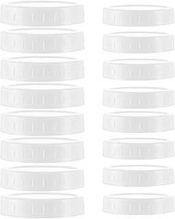 16Pcs Plastic 8 Regular Mouth Lids and 8 Wide Mouth Plastic Storage Caps for Mason Jars, White