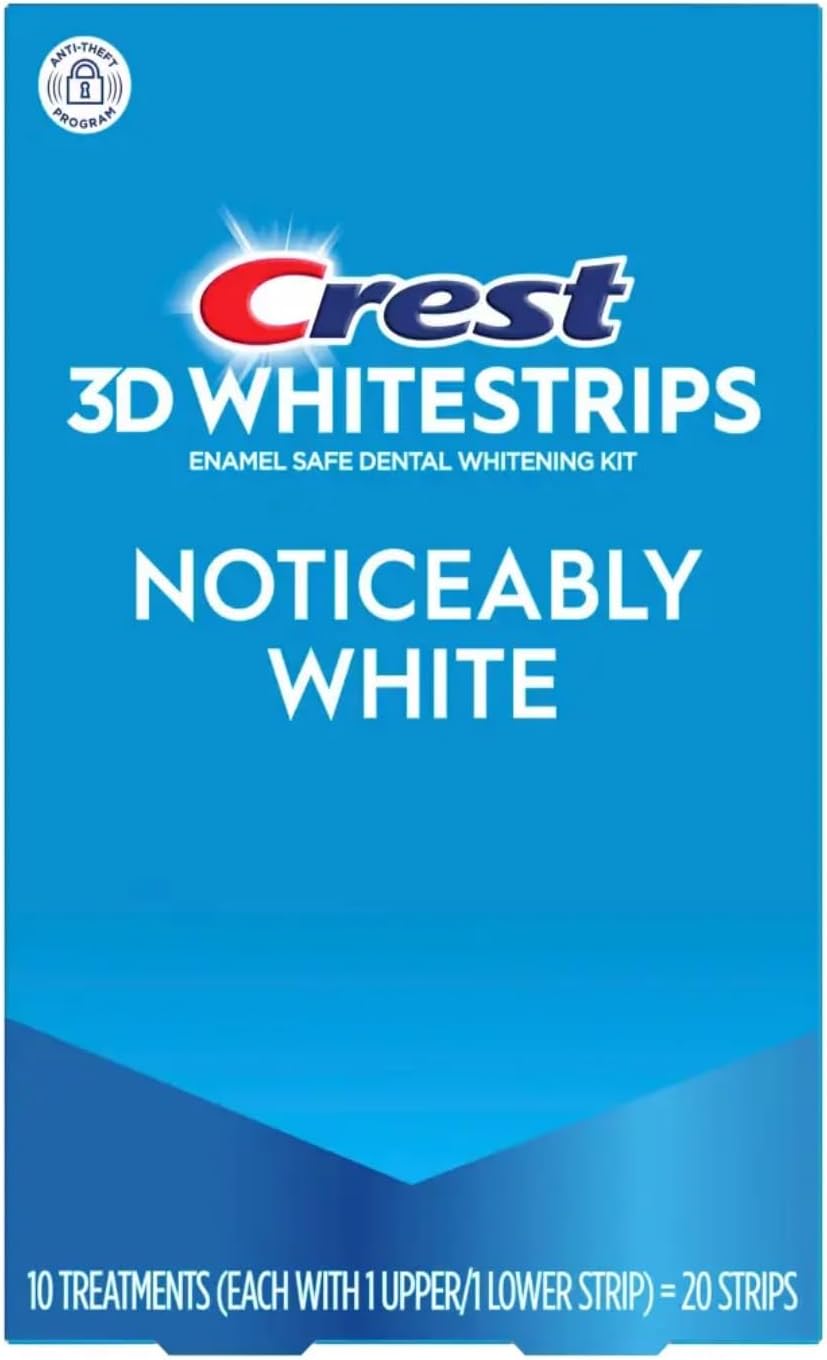 Crest 3D Whitestrips, Noticeably White, Teeth Whitening Strip Kit, 20 Strips (10 Count Pack)