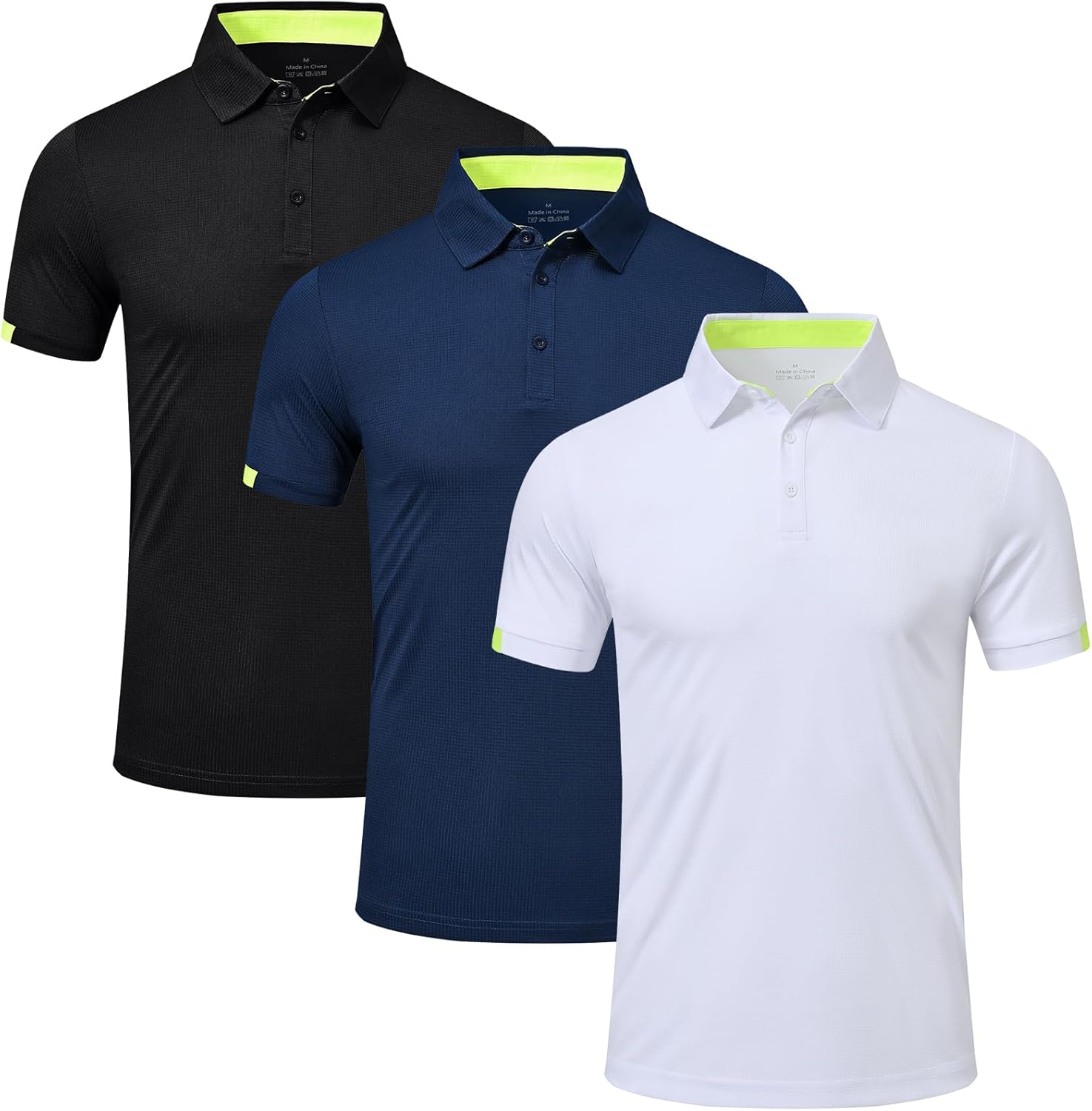 Csqtongan 3 Pack Men's Golf Polo Shirts Short Sleeve Breathable Polo T Shirts Multipack