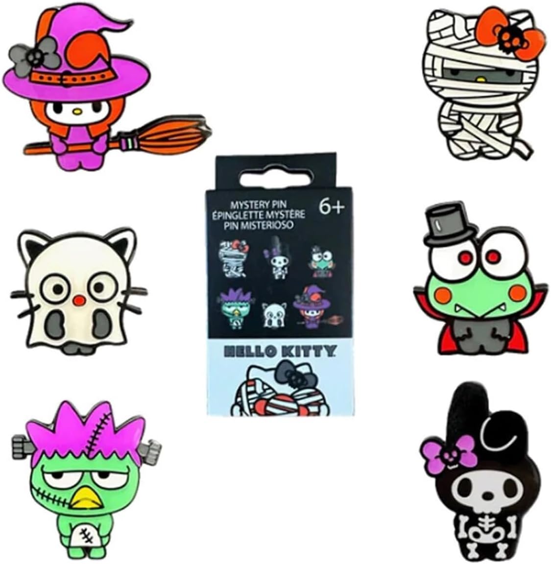 Loungefly - Halloween - Blind Box Enamel Pin - 1 Of 6 to Collect - Styles Vary - Hello Kitty - Blind Box Enamel Pins - Cute Collectable Novelty Brooch - for Backpacks & Bags - Gift Idea