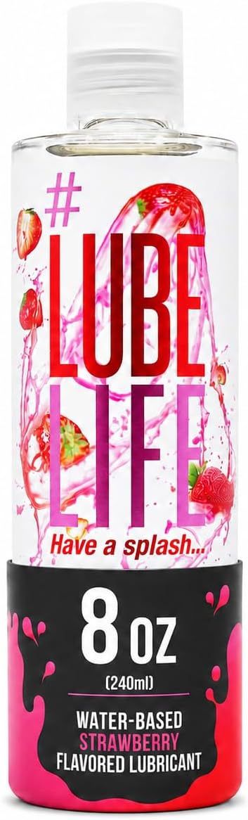LUBELIFE Water-Based Strawberry Flavored Lubricant, Personal Lube for Men, Women and Couples, Made Without Added Sugar, 8 Fl Oz