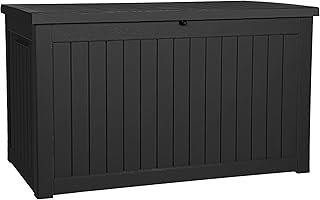 YITAHOME XXL 230 Gallon Large Outdoor Storage Deck Box for Patio Furniture, Outdoor Cushions, Garden Tools and Sports/Pools Equipment, Weather Resistant Resin, Lockable (Black)