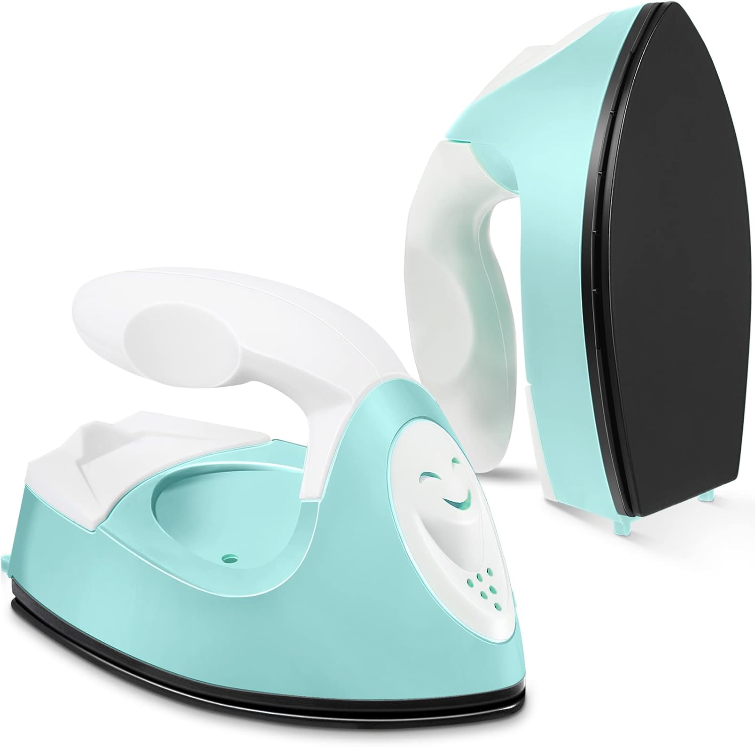 Honoson Mini Craft Iron Mini Heat Press Small Portable Tiny Iron with Charging Base Accessories for Fuse Beads Patch DIY Shoes T-shirts Heat Transfer Vinyl Projects(Mint Green)