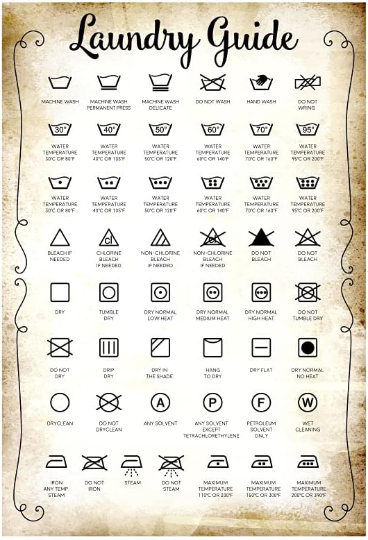Vintage Metal Sign Rustic Laundry Guide To Procedure The Laundry Symbols Guide Poster Tin Sign Retro Plaque Wall Decor Gift For Home Kitchen Office Club Bar Gym 8x12 Inch