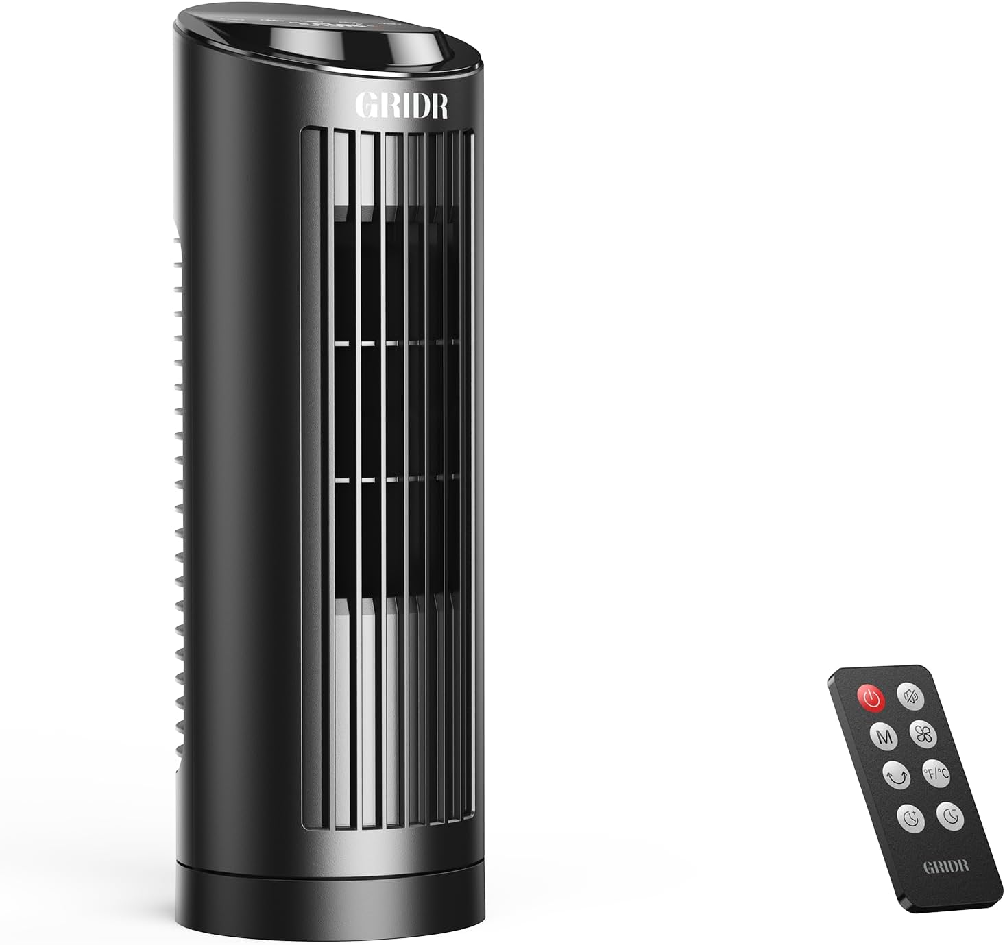 Tower Fan Bladeless with 3 Speeds, 4 Mode [AI, Normal, Natural, Sleep], Table Fan 80° Oscillation, Touch Screen + Remote Control, 12H Timer, 13" Desk Fan for Bedroom Home Office Desktop-Black