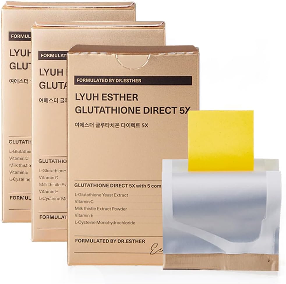 Esther Formula Glutathione Direct Film 5X (325mg*30pcs), Glutathione Impregnated Oral Dispersible Film for Effective Absorption, Skin Whitening, Contain Vitamin C 3Pack