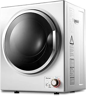 COSTWAY Compact 110V Electric Portable Clothes Stainless Steel Tub Laundry Dryer, for 4 Automatic Drying Mode, White