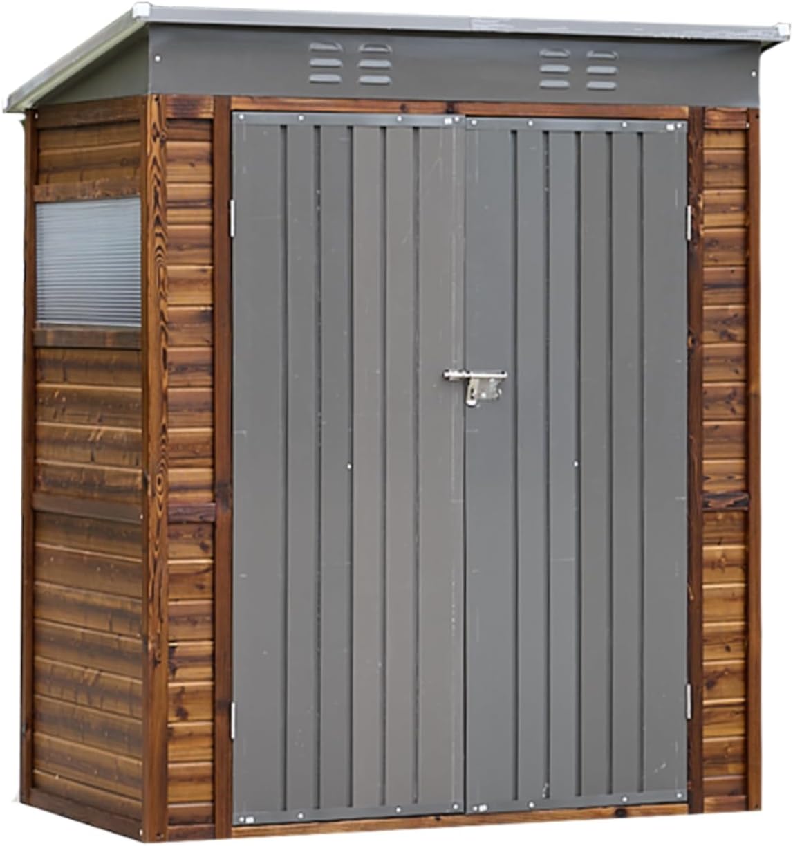 3' x 5' Outdoor Storage Shed - Utility Tool Shed Wood Storage Garden Shelters with Window and Lockable Doors for Patio Backyard Lawn