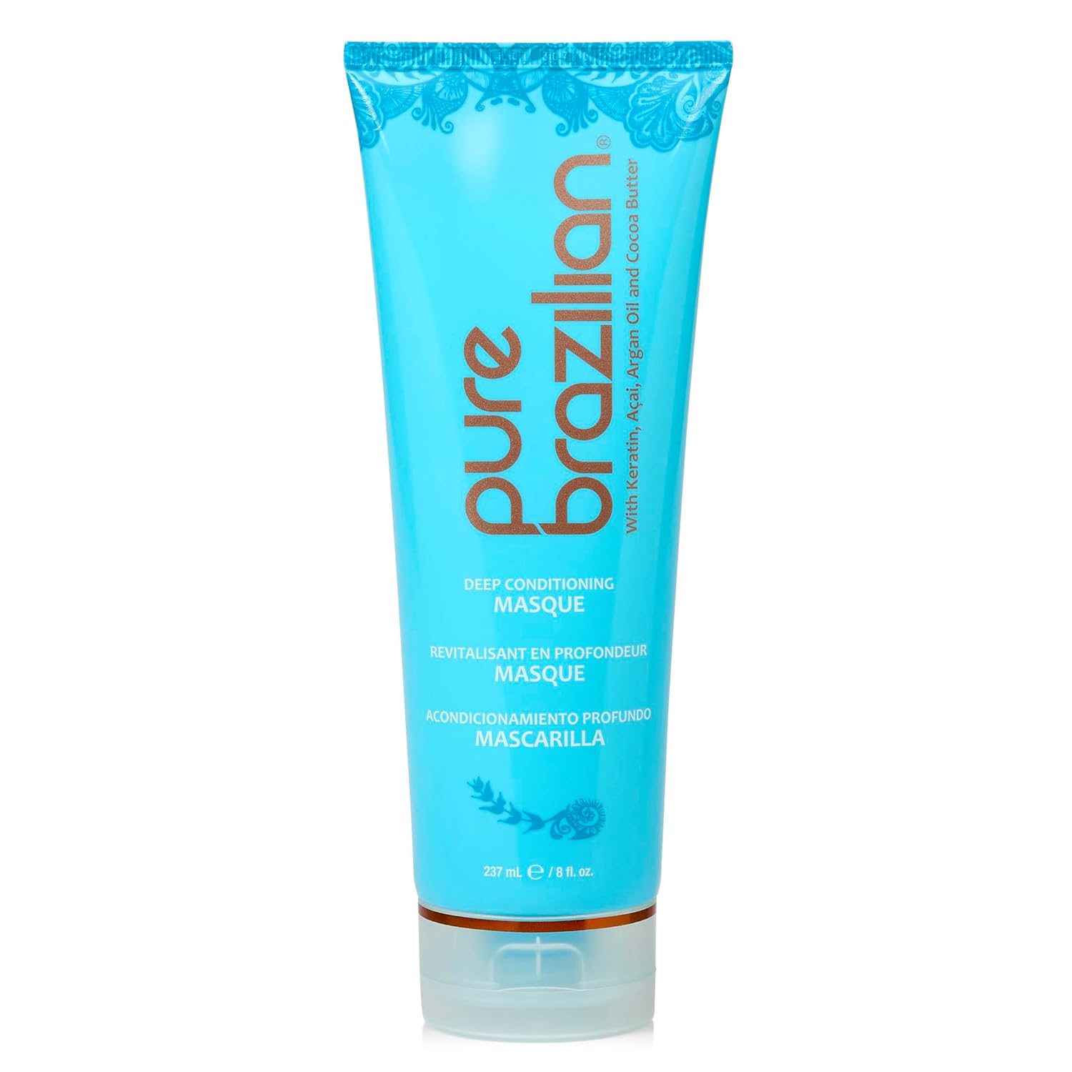 Pure Brazilian Deep Conditioning Masque - Deep Conditioner Hair Treatment with Brazilian Keratin, Acai, and Arginine - 8 Fl Oz