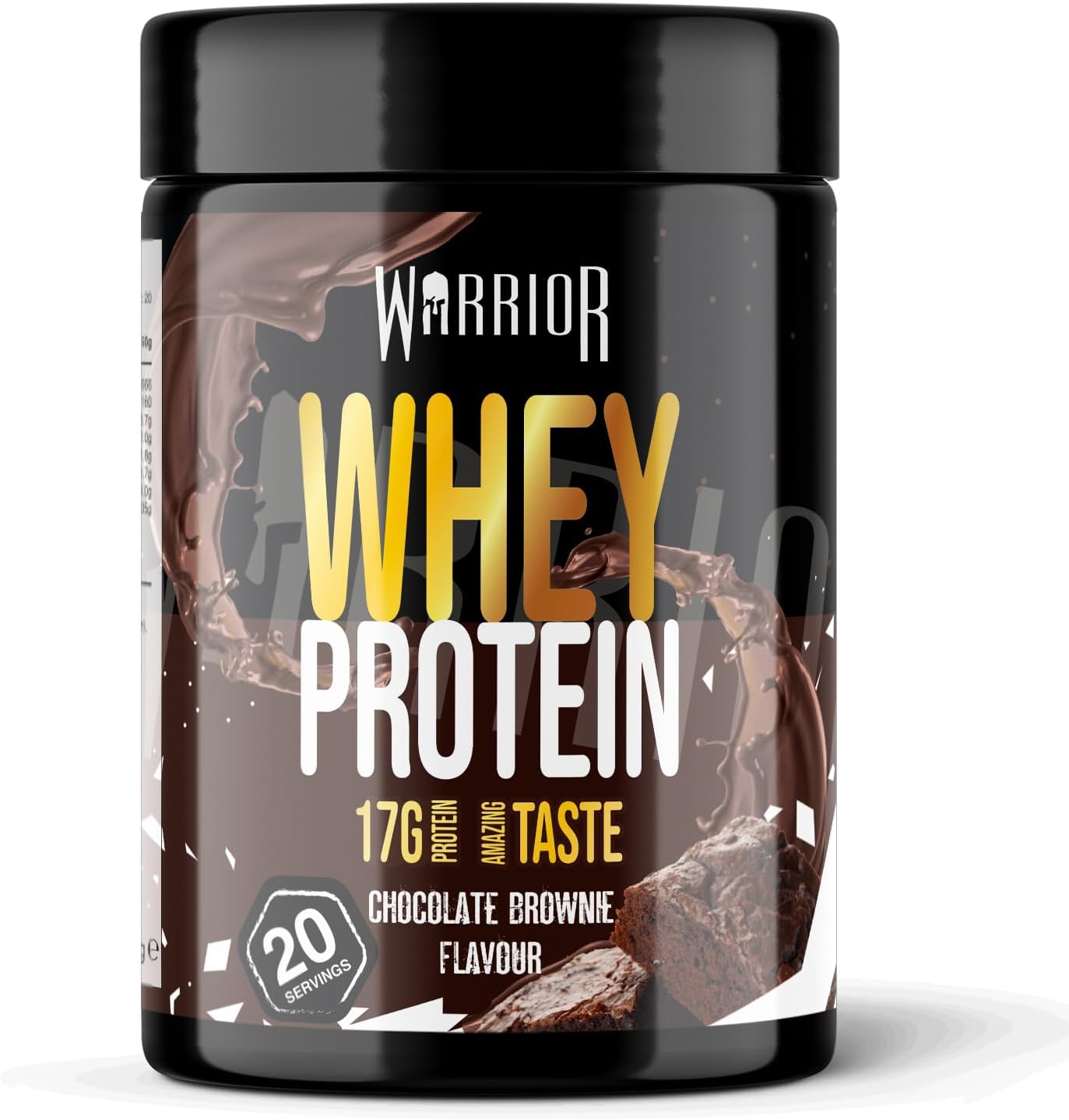 Warrior Whey Protein Powder 500g, 20 Servings – High Protein Shake Supplement for Muscle Growth, Recovery & Weight Loss – Low Sugar, Low Carb, Gluten Free Meal Replacement Shake – Chocolate Brownie