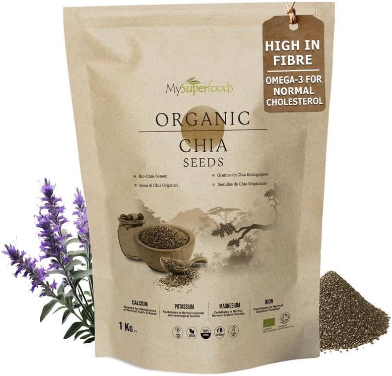 MySuperfoods Organic Chia Seeds 1kg, Raw Whole Seed, Never Milled