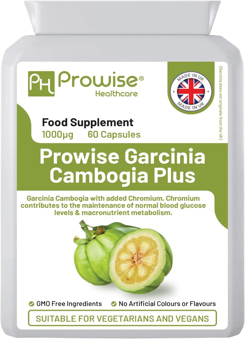 Garcinia Cambogia with Added Chromium 60 Capsules | Daily Dosage 1000mg | Vegan & Vegetarian-Friendly | Garcinia Cambogia Extract Maximum Strength | Made in The UK by Prowise Healthcare