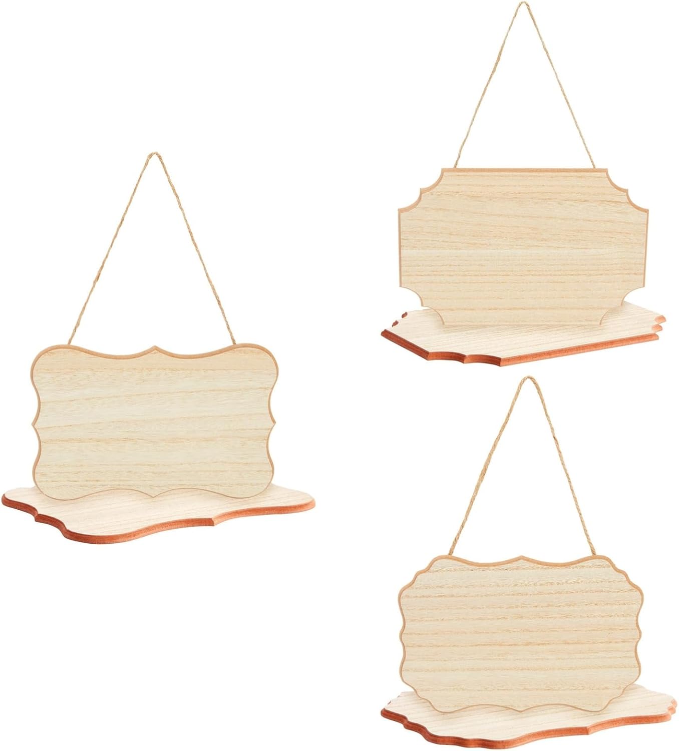 Juvale Blank Wooden Signs for Crafts - 9 x 6 in Unfinished Brown MDF, 1/4 in Thick, 6 Pack with Jute Rope - DIY Painting & Home Decor - Hanging Plaques