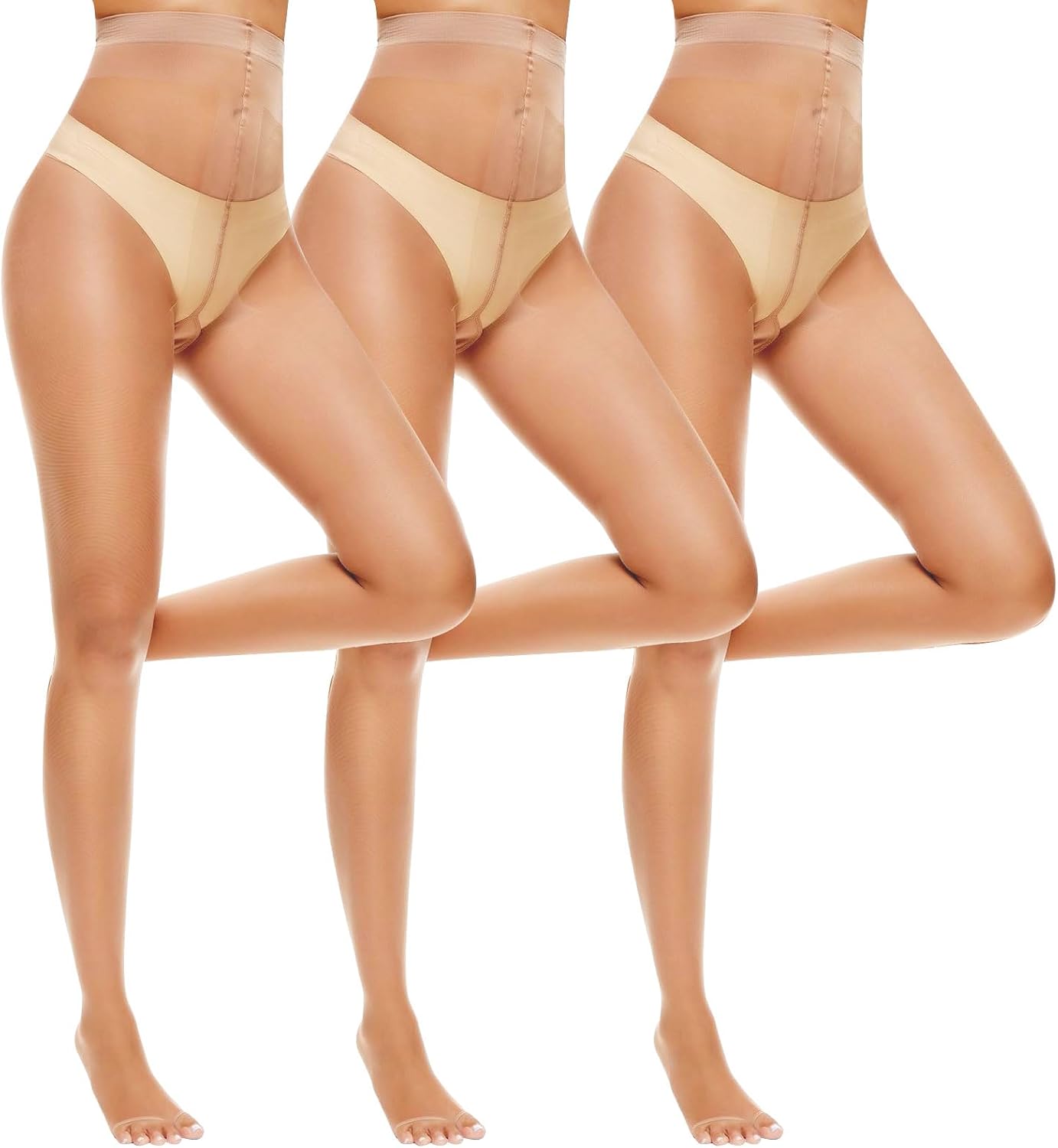 Mayoii Toeless Tights Women 3 Pack Ultra Sheer Toeless Tights for Summer High Waist Footless Tights Women Breathable Lightweight Footless Tights