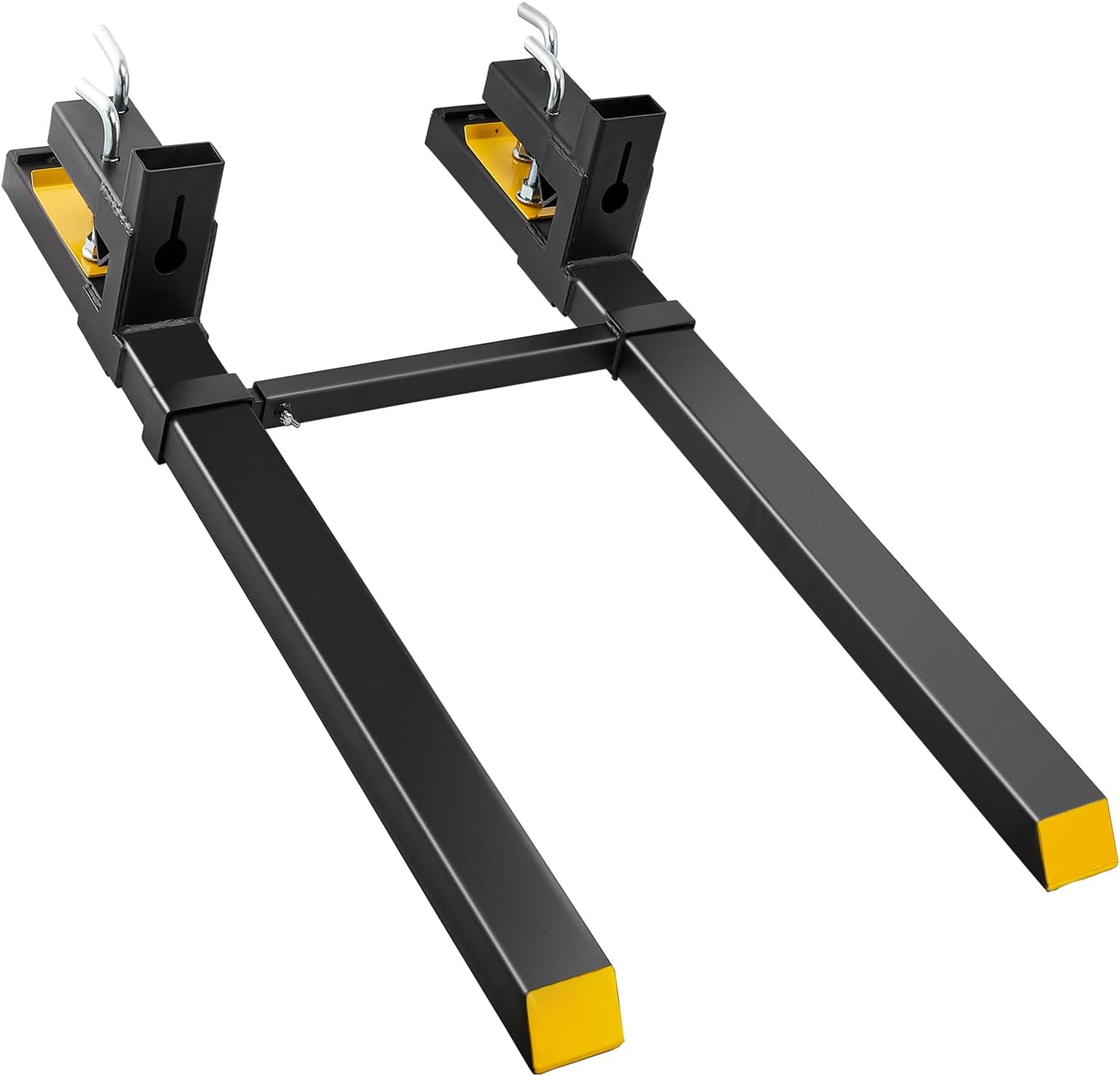 BestEquip Pallet Forks, 4000 lbs Clamp on Pallet Forks, 60" Heavy Duty Pallet Forks with Adjustable Stabilizer Bar, Tractor Bucket Forks for Tractor Attachments, Skid Steer, Loader Bucket