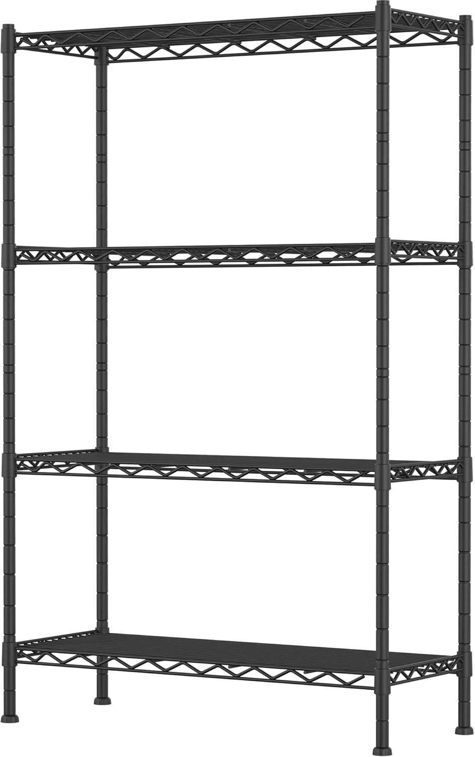 4-Shelf Adjustable Heavy Duty Storage Shelving Unit, Metal Organizer Wire Rack for Laundry Bathroom Kitchen Pantry Closet, Black