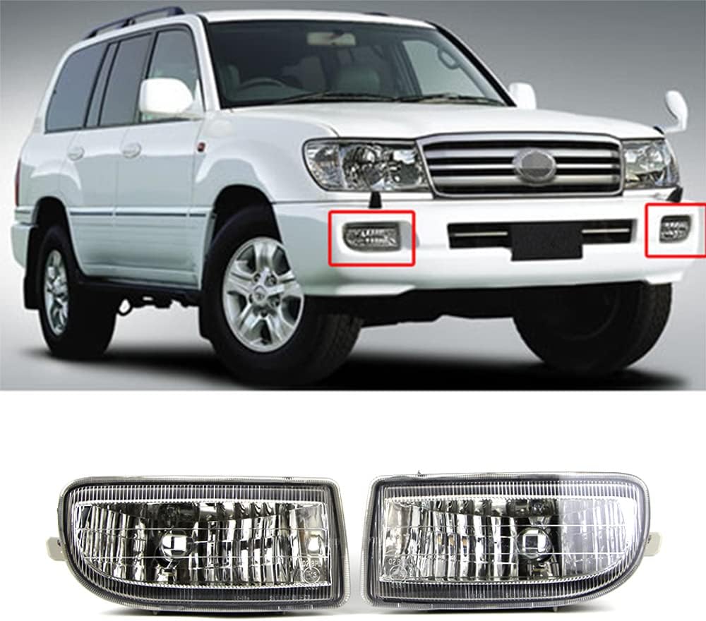 Fog Lamps for Toyota Land Cruiser FJ100 1998-2007 Front Bumper Driving Light OE Style Clear Lens with 9006 Halogen Bulb