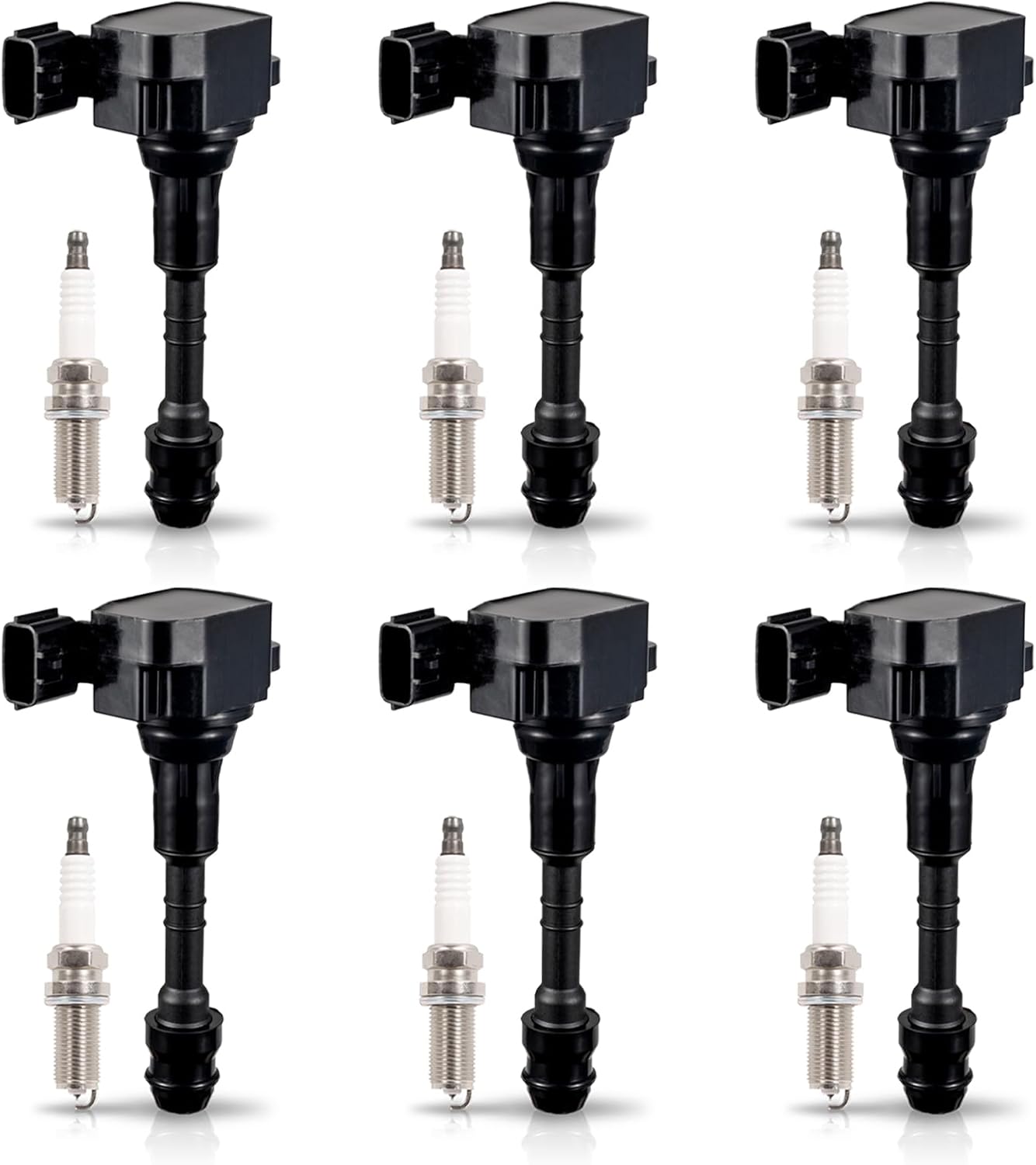 ENA Set of 6 Spark Plug and 6 Ignition Coil Pack Compatible with Nissan Infiniti I35 QX4 Altima Frontier Maxima Murano Pathfinder Quest Xterra 3.5L 4.0L V6 Replacement for UF349 C1406