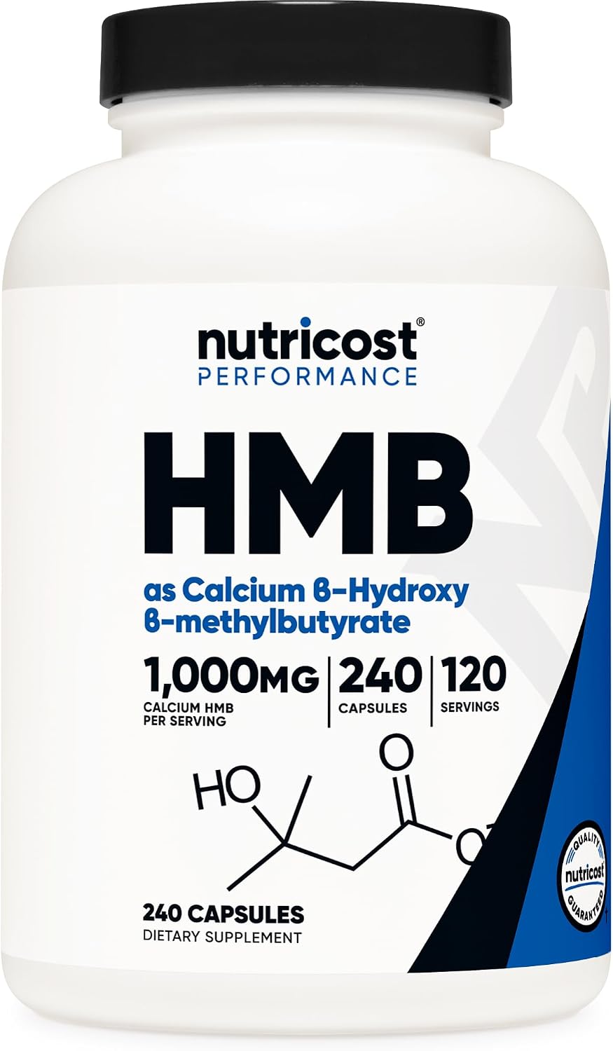 Nutricost HMB (Beta-Hydroxy Beta-Methylbutyrate) 1000mg, 240 Capsules | 500mg Per Capsule, 120 Servings - Gluten Free and GMO-Free