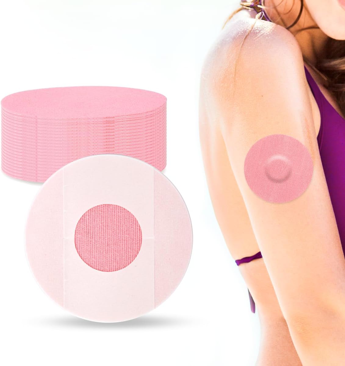 Freestyle Libre 2 Sensor Covers Waterproof - 40 Packs Libre 2 Sensor Patches, Libre Sensor Cover Adhesive Patches, CGM Patches Without Glue by YOUSHARES (Pink)