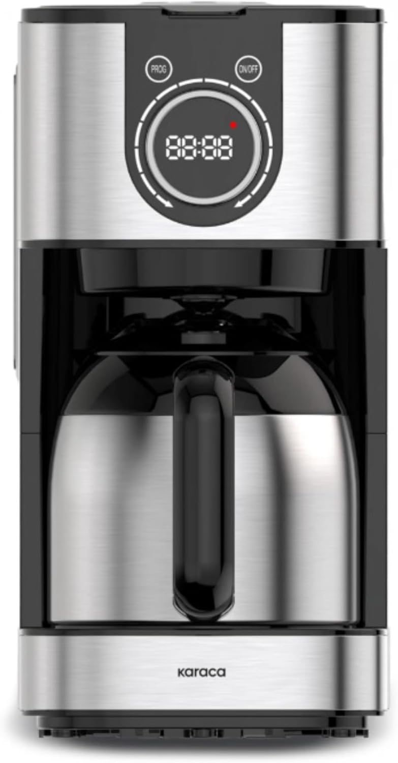 KARACA Series 2303 Filter Coffee Machines with Timer, Filter Coffee Maker with Automatic Keep Warm Function & 1.2-litre Steel Thermal Carafe, Fast Brewing, Black