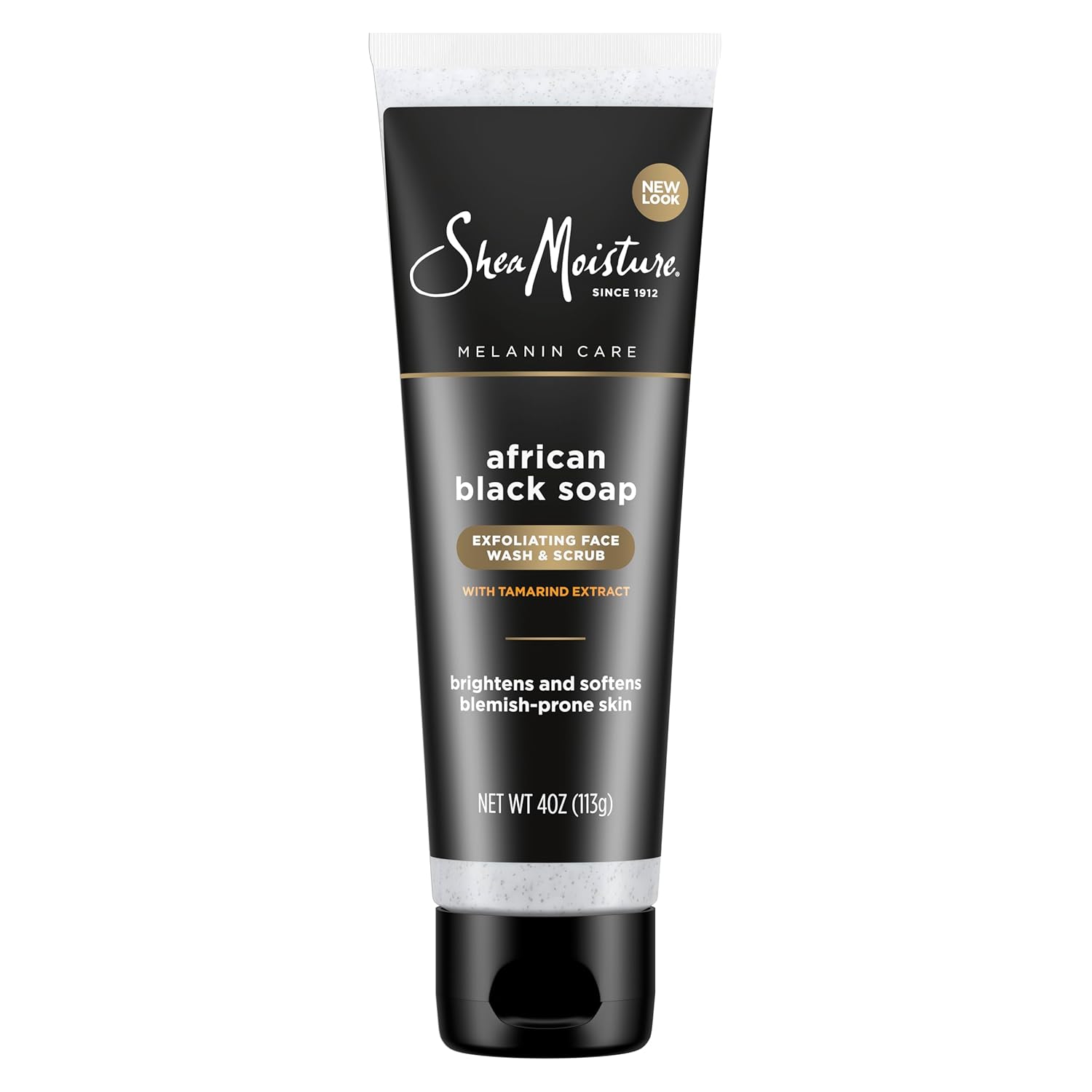 SheaMoisture Facial Wash and Scrub African Black Soap for Blemish Prone Skin to Clarify Skin 4 oz