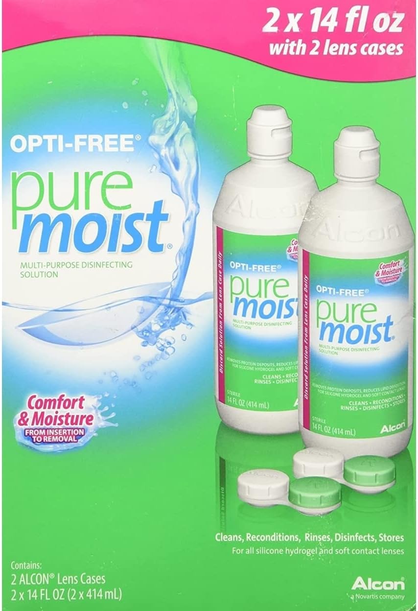 Opti-free Pure Moist Disinfecting Contact Lens Cleaning Solution, 2x14 Oz