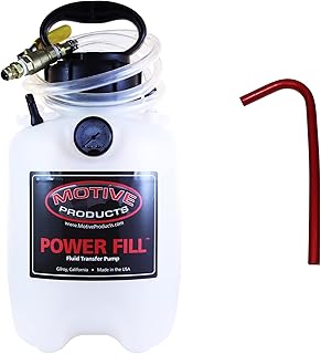 Motive Products 1735 Power Fill Pro Fluid Transfer Pump 1 GAL Tank with Schraeder Valve, Ball Valve Shutoff, and Hose, 4 Quart Capacity